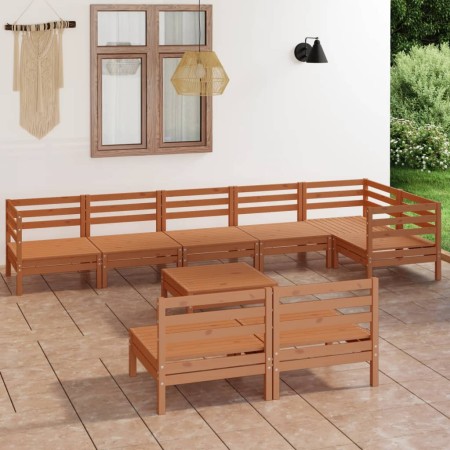 Juego muebles de jardín 9 pzas madera maciza pino marrón miel de vidaXL, Conjuntos de jardín - Ref: Foro24-3082892, Precio: 4...