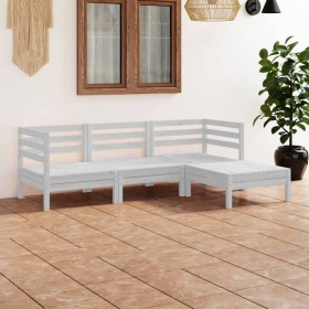 Gartenmöbel-Set 4-teilig aus massivem weißem Kiefernholz von vidaXL, Gartensets - Ref: Foro24-3082668, Preis: 211,99 €, Rabat...