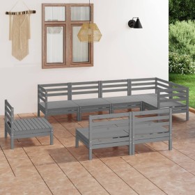 Garden furniture set 8 pieces solid gray pine wood by vidaXL, Garden sets - Ref: Foro24-3082896, Price: 401,44 €, Discount: %