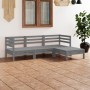 Gartenmöbel-Set 4-teilig aus massivem grauem Kiefernholz von vidaXL, Gartensets - Ref: Foro24-3082669, Preis: 212,99 €, Rabat...