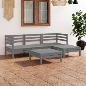 Gartenmöbel-Set 5-teilig aus massivem grauem Kiefernholz von vidaXL, Gartensets - Ref: Foro24-3082674, Preis: 220,99 €, Rabat...