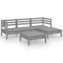 Garden furniture set 5 pieces solid gray pine wood by vidaXL, Garden sets - Ref: Foro24-3082674, Price: 220,99 €, Discount: %