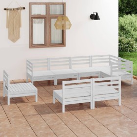 Juego de muebles de jardín 8 piezas madera maciza pino blanco de vidaXL, Conjuntos de jardín - Ref: Foro24-3082895, Precio: 3...