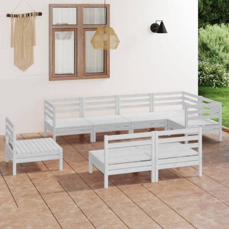 Gartenmöbel-Set 8-teilig aus massivem weißem Kiefernholz von vidaXL, Gartensets - Ref: Foro24-3082895, Preis: 377,45 €, Rabat...