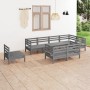 Garden furniture set 8 pieces solid gray pine wood by vidaXL, Garden sets - Ref: Foro24-3082936, Price: 415,47 €, Discount: %