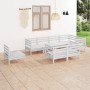 Gartenmöbel-Set 8-teilig aus massivem weißem Kiefernholz von vidaXL, Gartensets - Ref: Foro24-3082935, Preis: 369,99 €, Rabat...