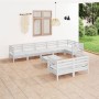 Juego de muebles de jardín 9 piezas madera maciza pino blanco de vidaXL, Conjuntos de jardín - Ref: Foro24-3082930, Precio: 4...