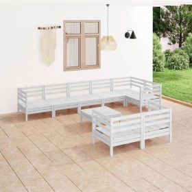 Gartenmöbel-Set 9-teilig aus massivem weißem Kiefernholz von vidaXL, Gartensets - Ref: Foro24-3082930, Preis: 436,70 €, Rabat...