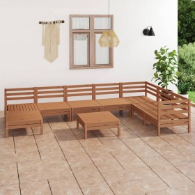 Gartenmöbel-Set 9-teilig aus massivem honigbraunem Kiefernholz von vidaXL, Gartensets - Ref: Foro24-3082992, Preis: 479,99 €,...