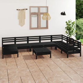 Juego de muebles de jardín 9 pzas madera maciza de pino negro de vidaXL, Conjuntos de jardín - Ref: Foro24-3082993, Precio: 4...