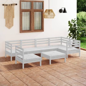 Gartenmöbel-Set 7-teilig aus massivem weißem Kiefernholz von vidaXL, Gartensets - Ref: Foro24-3082733, Preis: 319,99 €, Rabat...