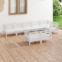 Gartenmöbel-Set 8-teilig aus massivem weißem Kiefernholz von vidaXL, Gartensets - Ref: Foro24-3082925, Preis: 369,90 €, Rabat...