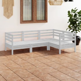 Gartenmöbel-Set 4-teilig aus massivem weißem Kiefernholz von vidaXL, Gartensets - Ref: Foro24-3082688, Preis: 190,99 €, Rabat...