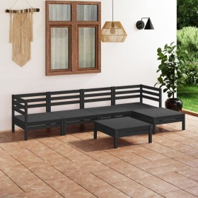 6-teiliges Gartenmöbel-Set aus massivem Kiefernholz schwarz von vidaXL, Gartensets - Ref: Foro24-3082686, Preis: 293,99 €, Ra...