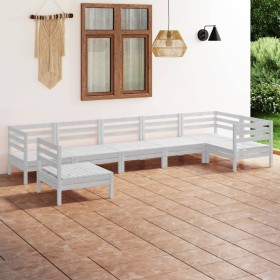 Gartenmöbel-Set 7-teilig aus massivem weißem Kiefernholz von vidaXL, Gartensets - Ref: Foro24-3082738, Preis: 372,99 €, Rabat...