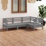 Gartenmöbel-Set 4-teilig aus massivem grauem Kiefernholz von vidaXL, Gartensets - Ref: Foro24-3082689, Preis: 209,96 €, Rabat...