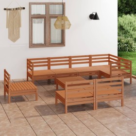 Juego muebles de jardín 9 pzas madera maciza pino marrón miel de vidaXL, Conjuntos de jardín - Ref: Foro24-3082902, Precio: 4...