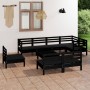 Garden furniture set 9 pieces solid black pine wood by vidaXL, Garden sets - Ref: Foro24-3082903, Price: 468,02 €, Discount: %