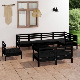 Garden furniture set 9 pieces solid black pine wood by vidaXL, Garden sets - Ref: Foro24-3082903, Price: 468,99 €, Discount: %