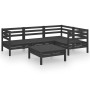 Garden furniture set 5 pieces solid black pine wood by vidaXL, Garden sets - Ref: Foro24-3082696, Price: 261,71 €, Discount: %