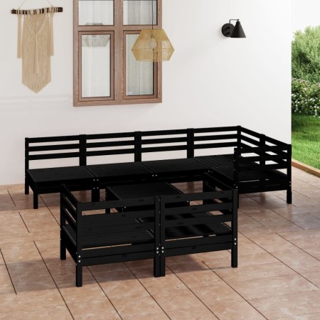 8-piece solid black pine wood garden furniture set by vidaXL, Garden sets - Ref: Foro24-3082923, Price: 417,73 €, Discount: %