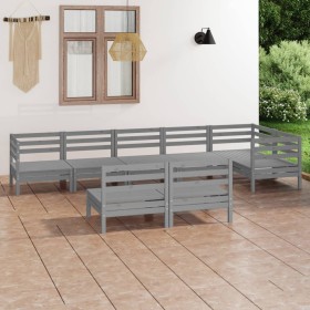 Gartenmöbel-Set 8-teilig aus massivem grauem Kiefernholz von vidaXL, Gartensets - Ref: Foro24-3082759, Preis: 401,44 €, Rabat...