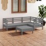 Garden furniture set 5 pieces solid gray pine wood by vidaXL, Garden sets - Ref: Foro24-3082694, Price: 266,96 €, Discount: %