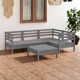 Garden furniture set 5 pieces solid gray pine wood by vidaXL, Garden sets - Ref: Foro24-3082694, Price: 266,99 €, Discount: %