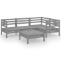 Garden furniture set 5 pieces solid gray pine wood by vidaXL, Garden sets - Ref: Foro24-3082694, Price: 266,99 €, Discount: %