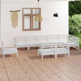 Gartenmöbel-Set 9-teilig aus massivem weißem Kiefernholz von vidaXL, Gartensets - Ref: Foro24-3082905, Preis: 432,99 €, Rabat...