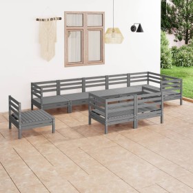 Garden furniture set 9 pieces solid gray pine wood by vidaXL, Garden sets - Ref: Foro24-3082946, Price: 457,99 €, Discount: %