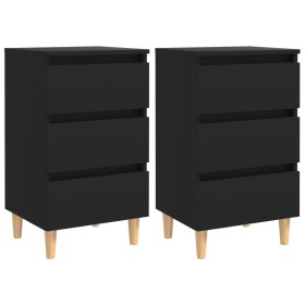 Nightstands 2 pcs solid wood legs black 40x35x69 cm by vidaXL, Nightstands - Ref: Foro24-805890, Price: 100,59 €, Discount: %