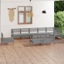 Gartenmöbel-Set 9-teilig aus massivem grauem Kiefernholz von vidaXL, Gartensets - Ref: Foro24-3082906, Preis: 454,02 €, Rabat...