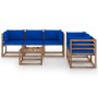 6-piece garden furniture set with blue cushions by vidaXL, Garden sets - Ref: Foro24-3067414, Price: 340,80 €, Discount: %