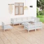 Gartenmöbel-Set 9-teilig aus massivem weißem Kiefernholz von vidaXL, Gartensets - Ref: Foro24-3082940, Preis: 402,86 €, Rabat...