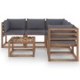 Garden furniture set 6 pieces with anthracite impregnated wood cushions by vidaXL, Garden sets - Ref: Foro24-3067416, Price: ...