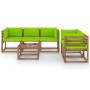 6-Piece Garden Furniture Set with Lime Green Cushions by vidaXL, Garden sets - Ref: Foro24-3067415, Price: 340,32 €, Discount: %