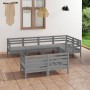 Juego de muebles de jardín 7 piezas madera maciza de pino gris de vidaXL, Conjuntos de jardín - Ref: Foro24-3082916, Precio: ...