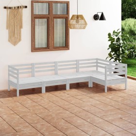 Gartenmöbel-Set 5-teilig aus massivem weißem Kiefernholz von vidaXL, Gartensets - Ref: Foro24-3082698, Preis: 242,99 €, Rabat...