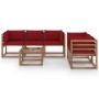 Garden furniture set 6 pieces with red cushions by vidaXL, Garden sets - Ref: Foro24-3067413, Price: 308,99 €, Discount: %