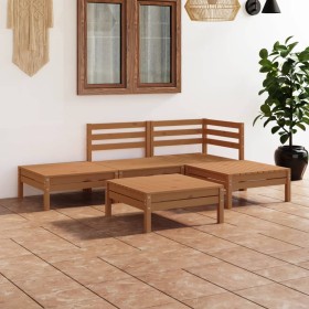 5-piece solid pine wood garden furniture set in honey brown. by vidaXL, Garden sets - Ref: Foro24-3082625, Price: 249,34 €, D...