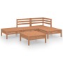 5-piece solid pine wood garden furniture set in honey brown. by vidaXL, Garden sets - Ref: Foro24-3082625, Price: 249,34 €, D...