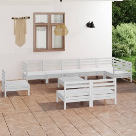 Gartenmöbel-Set 10-teilig aus massivem weißem Kiefernholz von vidaXL, Gartensets - Ref: Foro24-3082910, Preis: 504,03 €, Raba...