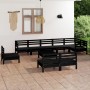 Juego de muebles de jardín 10 pzas madera maciza de pino negro de vidaXL, Conjuntos de jardín - Ref: Foro24-3082913, Precio: ...