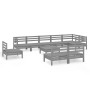 Garden furniture set 10 pieces solid gray pine wood by vidaXL, Garden sets - Ref: Foro24-3082911, Price: 503,72 €, Discount: %