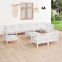 Juego de muebles de jardín 10 piezas madera maciza pino blanco de vidaXL, Conjuntos de jardín - Ref: Foro24-3082950, Precio: ...