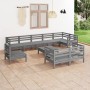 Garden furniture set 10 pieces solid gray pine wood by vidaXL, Garden sets - Ref: Foro24-3082951, Price: 462,99 €, Discount: %