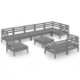 Garden furniture set 10 pieces solid gray pine wood by vidaXL, Garden sets - Ref: Foro24-3082951, Price: 462,99 €, Discount: %