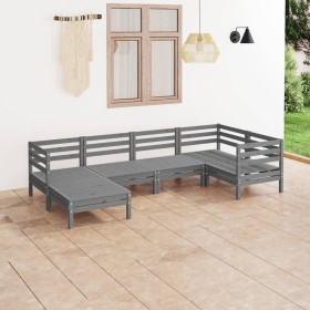 6-teiliges Gartenmöbel-Set Kiefernholz massiv grau von vidaXL, Gartensets - Ref: Foro24-3082956, Preis: 299,99 €, Rabatt: %