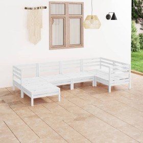 Gartenmöbel-Set 6-teilig aus massivem weißem Kiefernholz von vidaXL, Gartensets - Ref: Foro24-3082955, Preis: 276,99 €, Rabat...